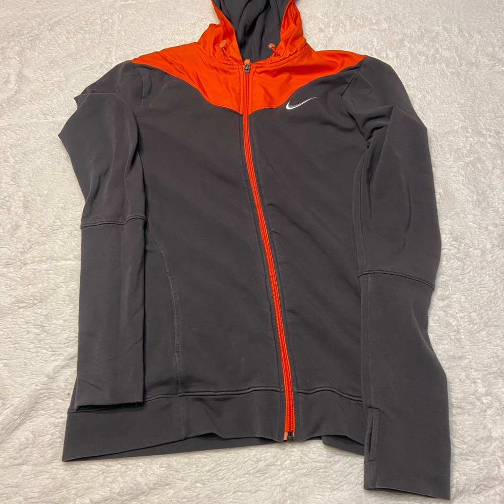 Women’s Nike Slim Fit Dry Gray and Orange Zip-Up Hoodie
